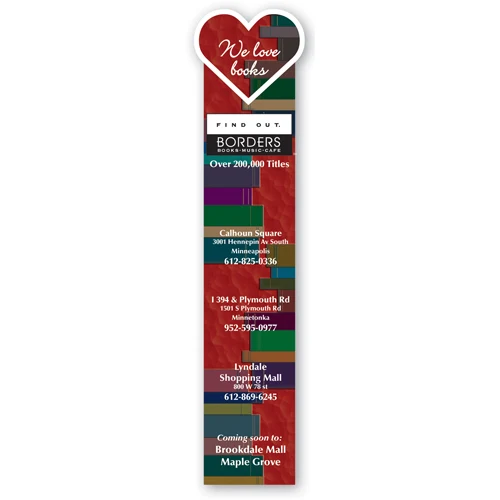 USA Made Thermal Laminated Heart Top Bookmark (1.75"x7.75") 1