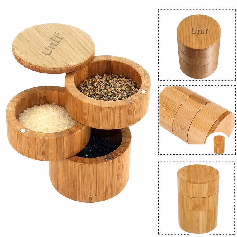 3 Tiered Bamboo Salt Box