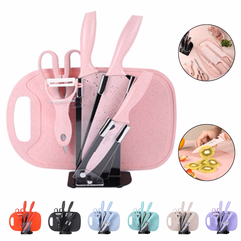 7PC Wheat Straw Sharp Chef Knife Set