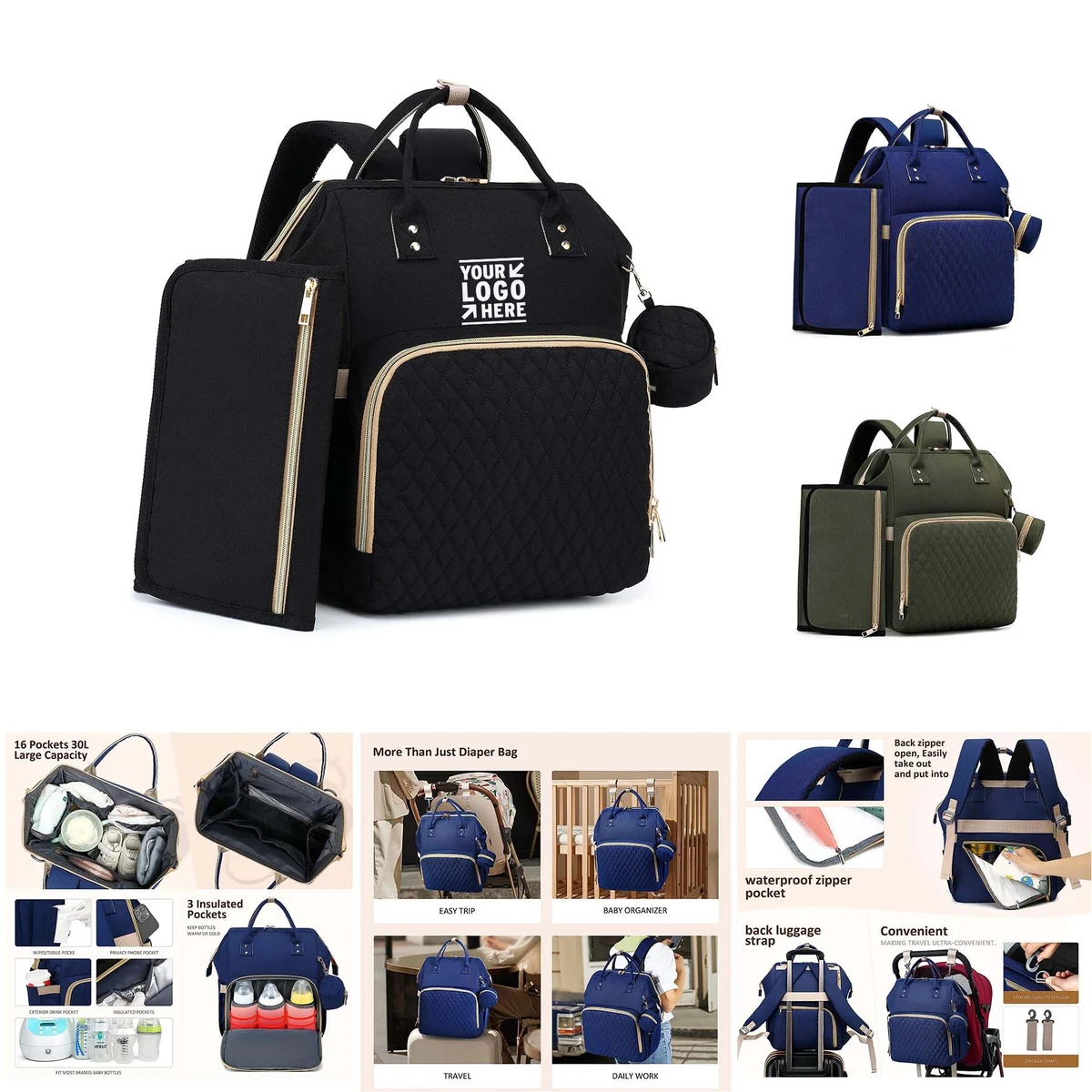 Baby Diaper Bag Backpack with Changing Pad 1