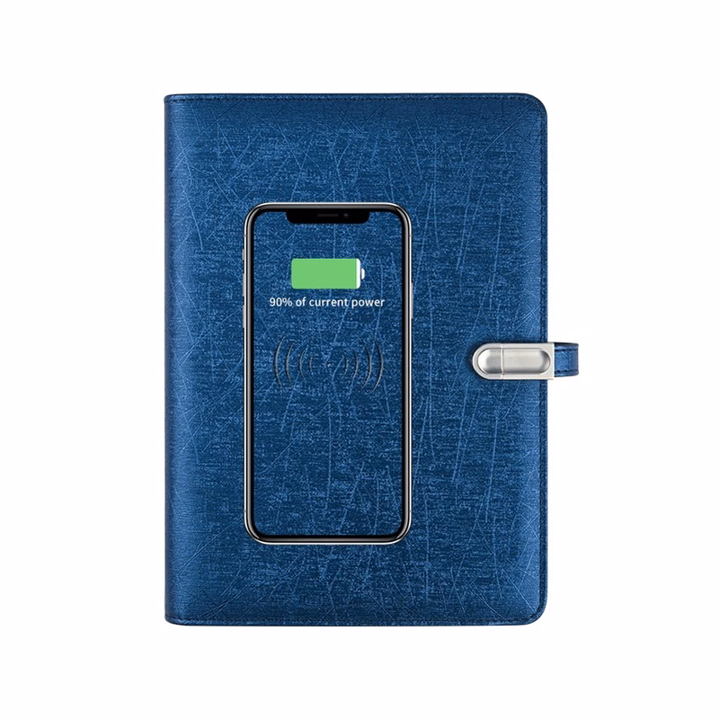 Portable Gift For Any Business Scenarios! Diary Notebook W/ 8000Mah Power Bank And Wireless Charger