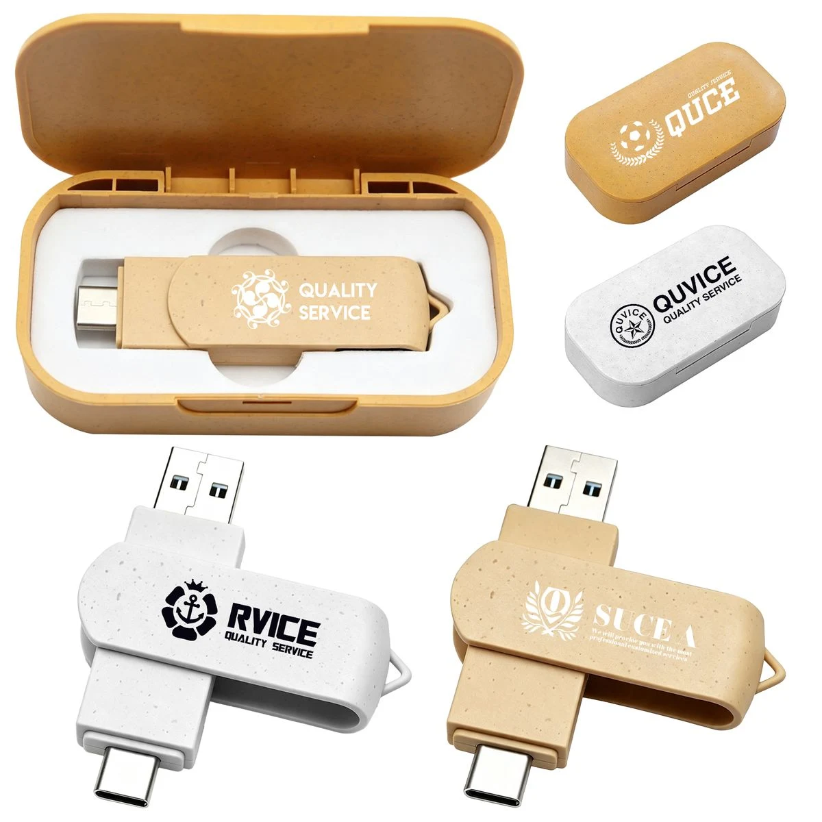 Custom Wheat Straw USB Drive 1