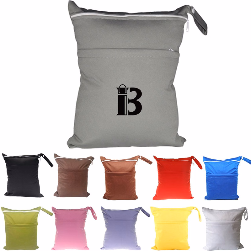 Baby Cloth Diaper Wet/Dry Bags with Two Zippered Pockets