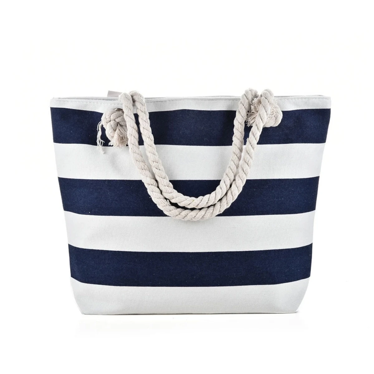Canvas Striped Beach Bag, custom tote bag with logo imprint 1