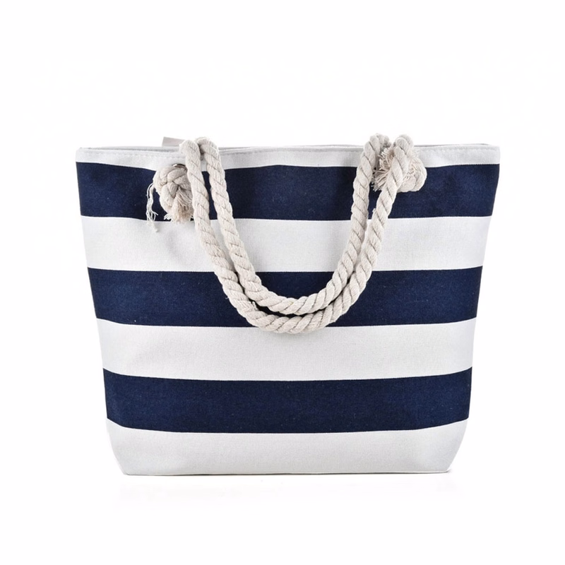 Canvas Striped Beach Bag