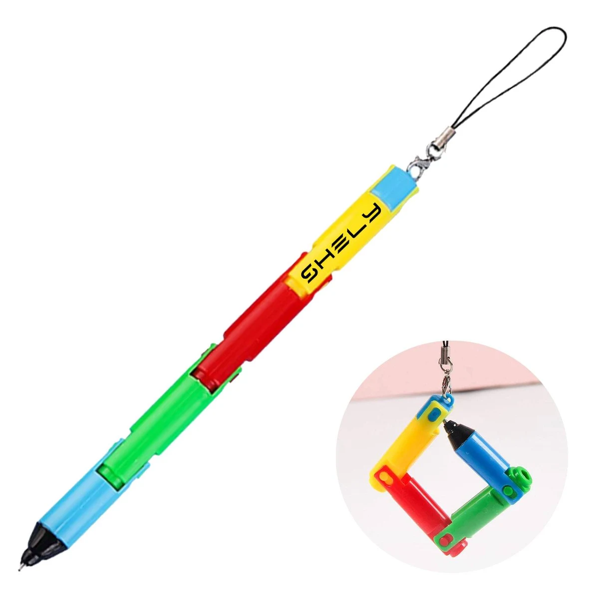 Foldable Plastic Puzzle Ballpoint Pen w/ Hanging Chain 1