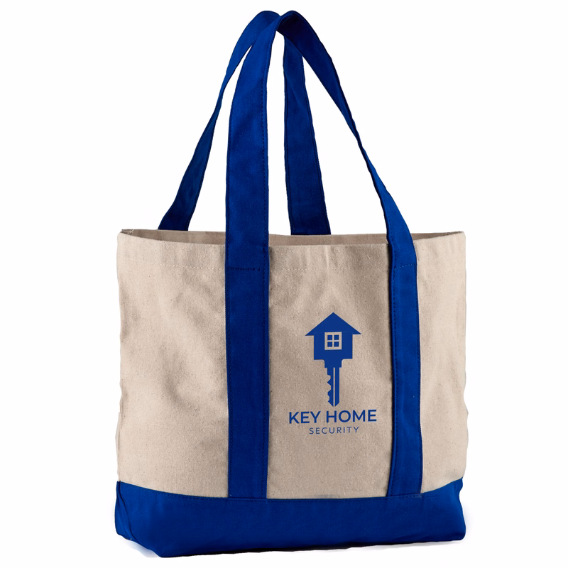 10 Oz. Newport Cotton Canvas Striped Tote Bag