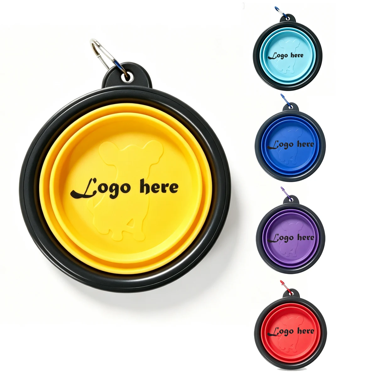 Portable Collapsible TPE Pet Bowl With Carabiner Clip 1