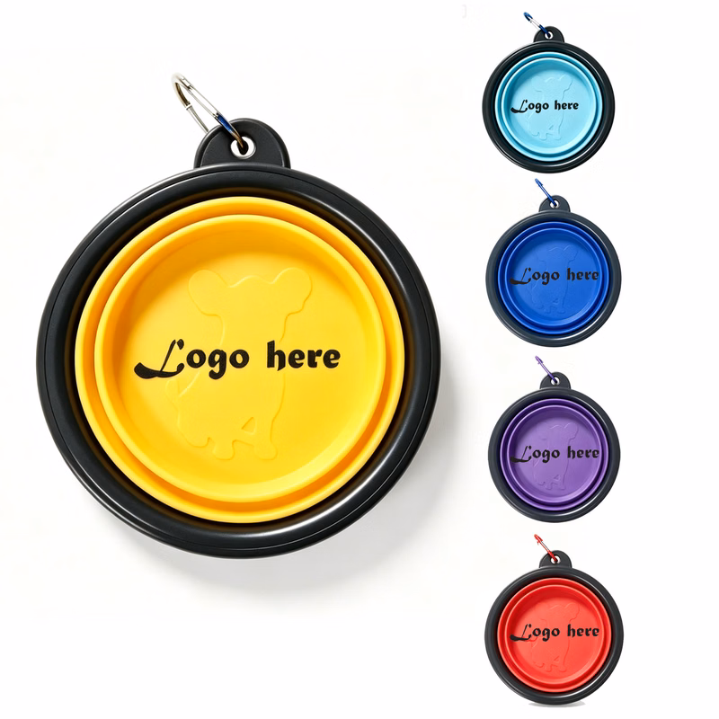 Portable Collapsible TPE Pet Bowl With Carabiner Clip