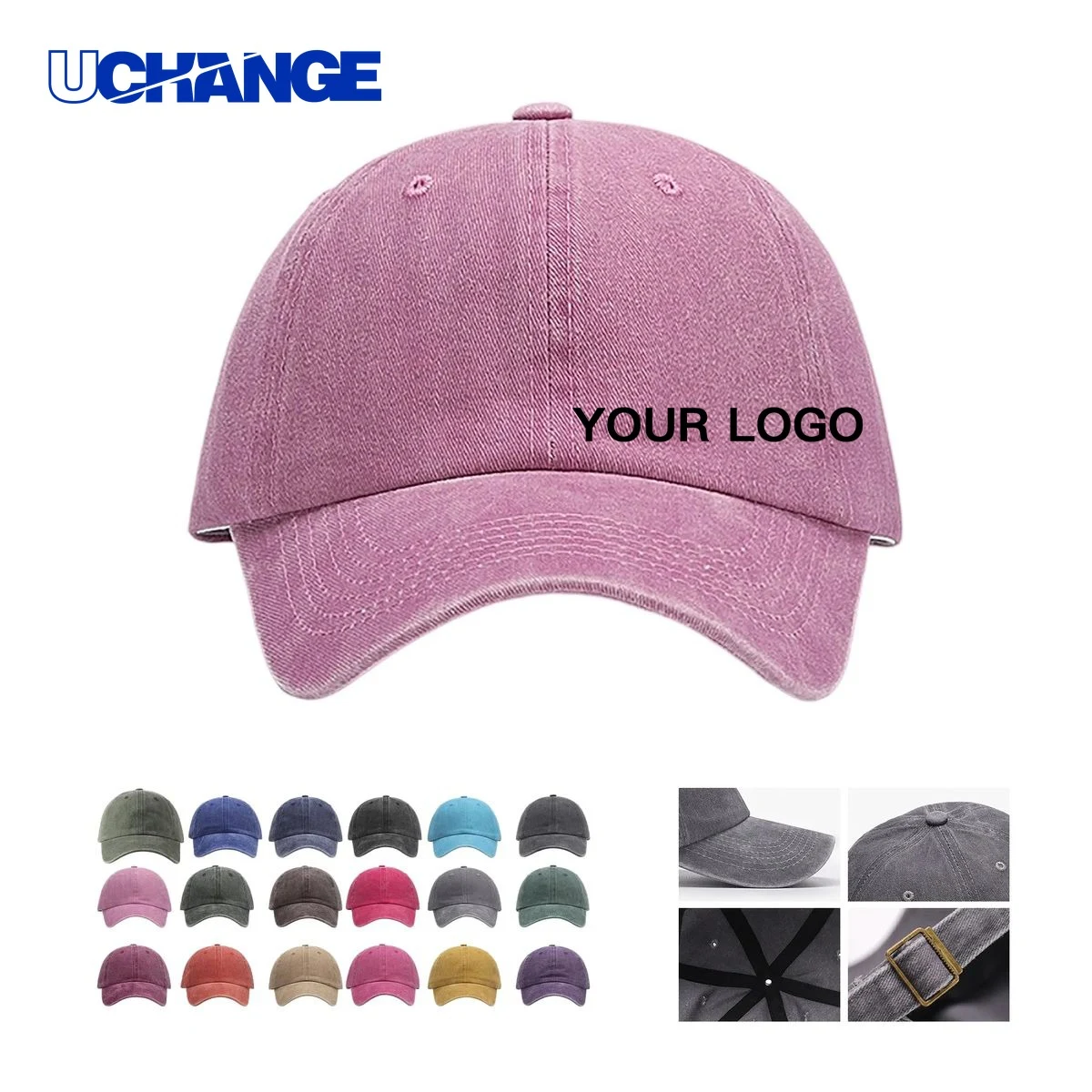 Cotton Vintage Washed Baseball Cap Headwear with Adjustable Strap 1