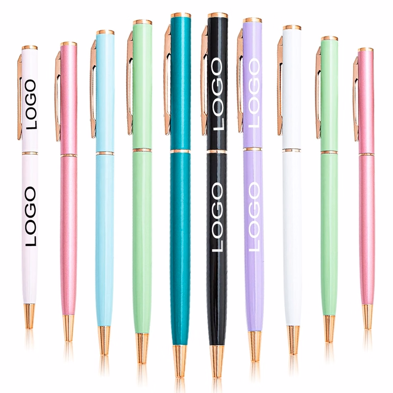 Rose Gold Trim Ballpoint Pens (Colorful)