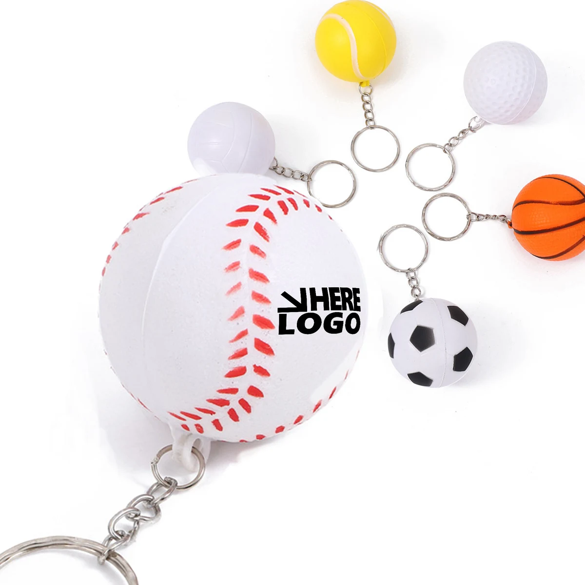 MOQ 20 Golf Ball Stress Reliever Key Chain Sports Theme 1