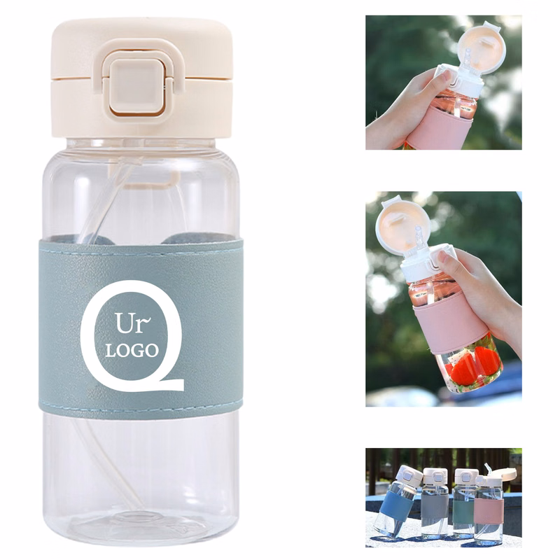 14 Oz Water Bottles W/Straw