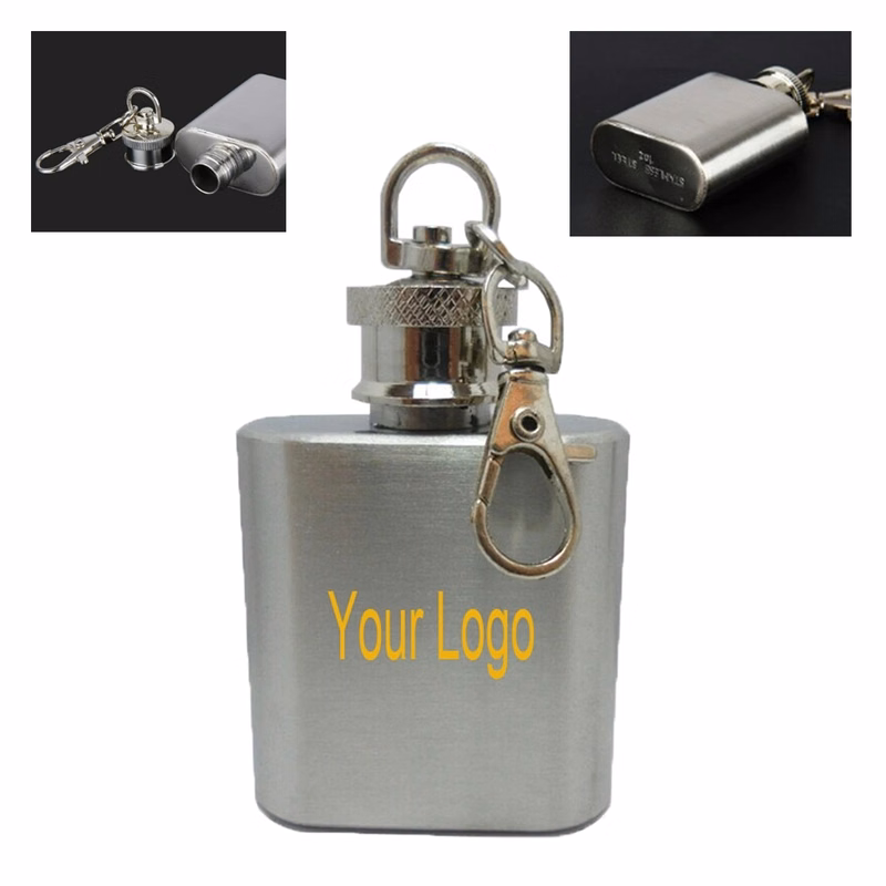 1oz Mini Stainless Steel Keychain Hip Flask