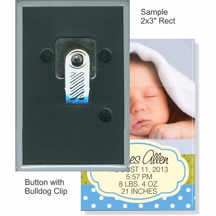 Bulldog Clip 2 X 3 Inch Rectangular Button