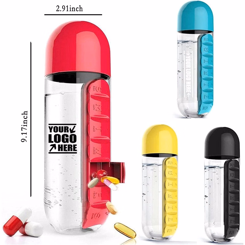2 In 1 Weekly Pill Box Organizer With Water Bottle