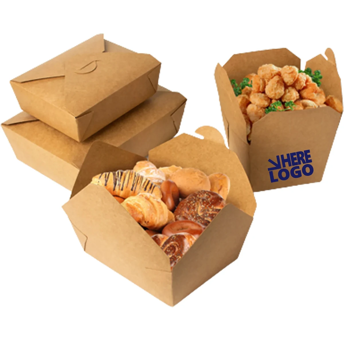 50 OZ Disposable Food Packaging Cowhide Paper Box 1
