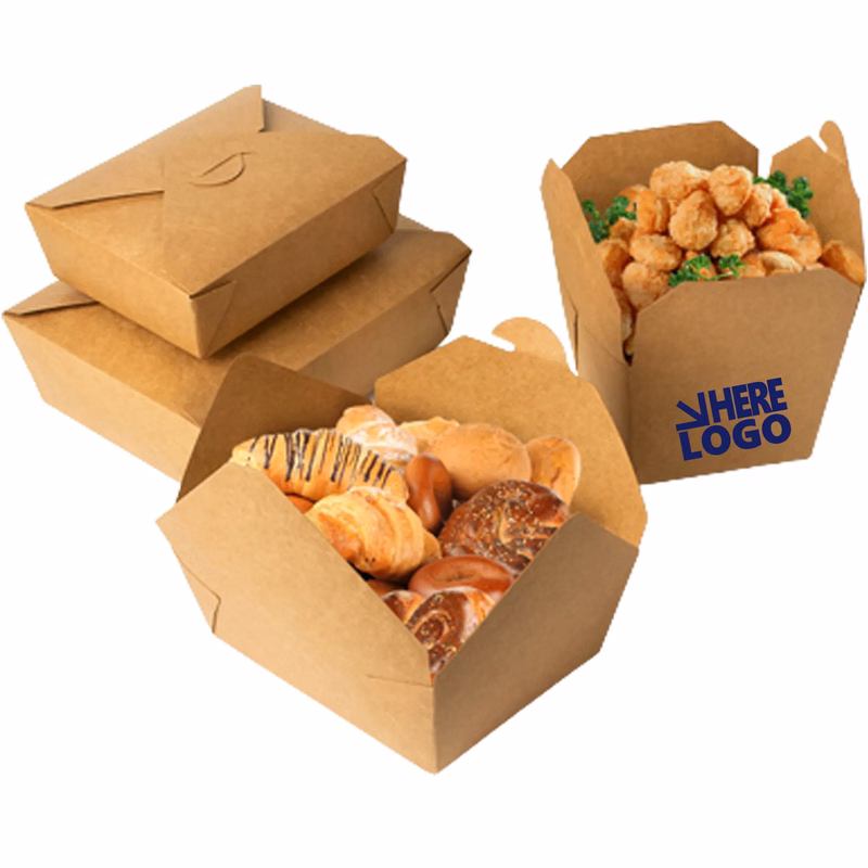50 OZ Disposable Food Packaging Cowhide Paper Box