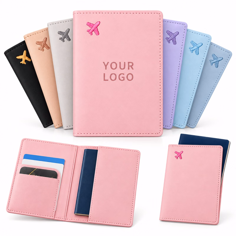 PU Leather Passport Holder Cover with Embroidered Design