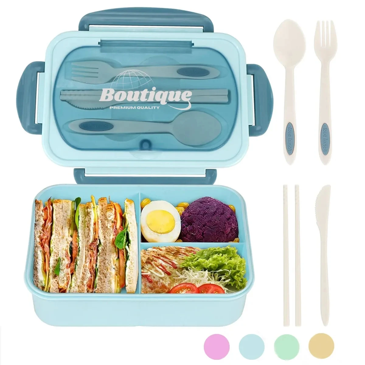 Compartment Leak Proof Bento Box with Cutlery 1