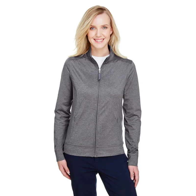 UltraClub Ladies' Navigator Heather Performance Full-Zip 1