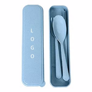 Wheat Straw Kids Cutlery Set with Spoon Fork Chopsticks