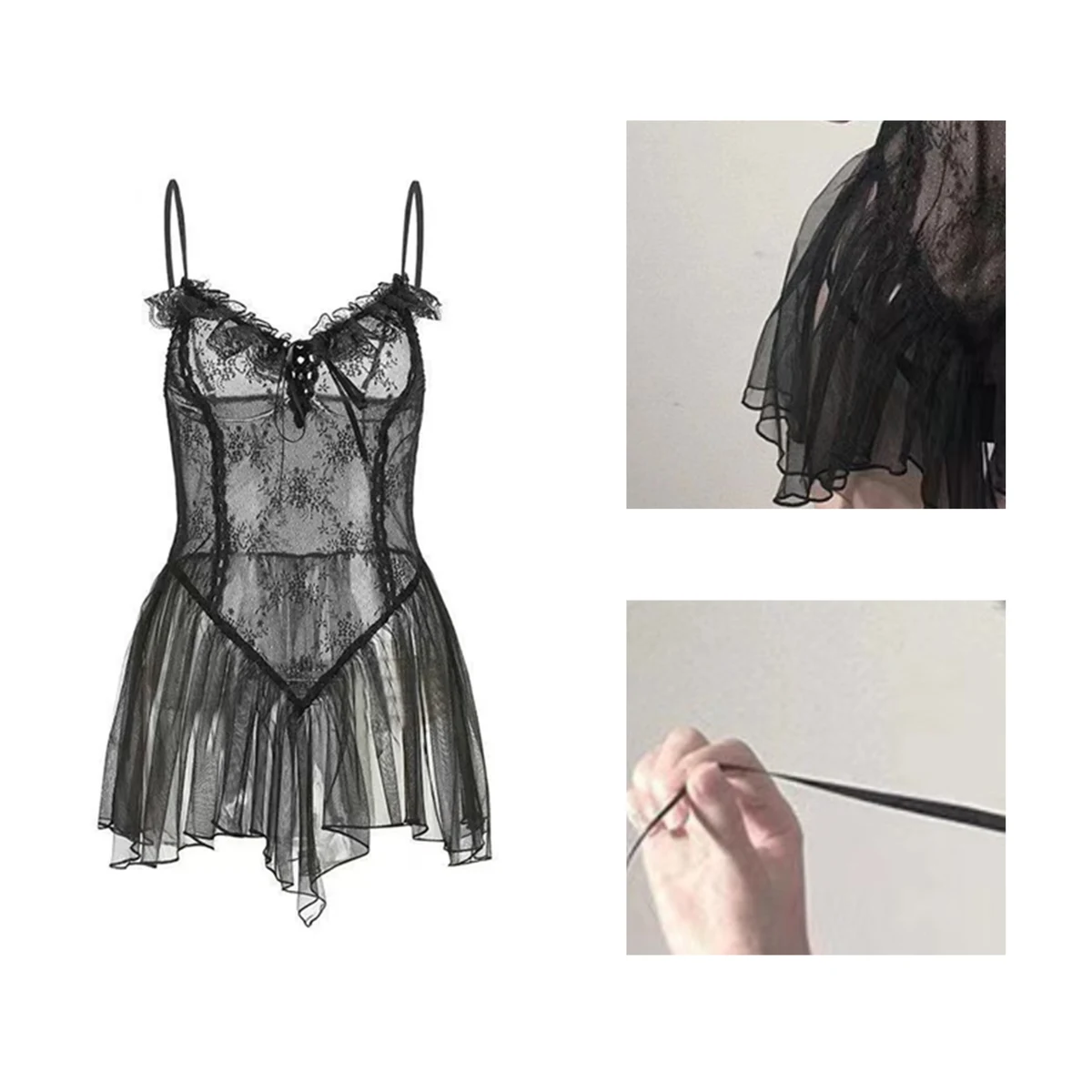 Seductive Lace Mesh Suspender Straps Lingerie for Sensual Appeal 1