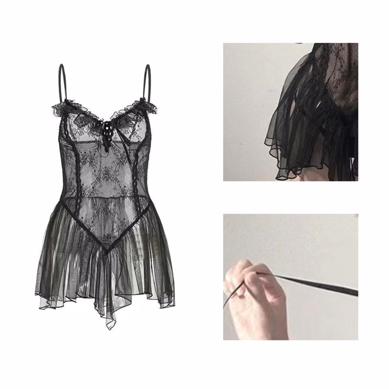 Seductive Lace Mesh Suspender Straps Lingerie for Sensual Appeal