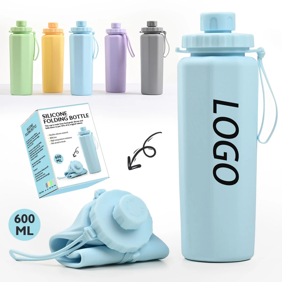 Silicone Foldable Water Bottles For Travel 1