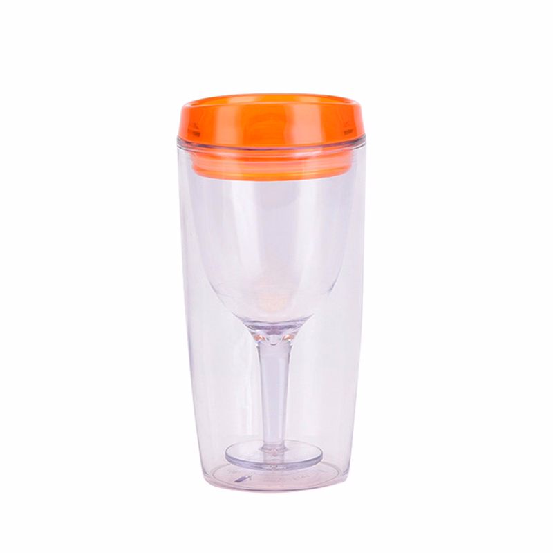 10OZ Plastic Double Layer Wine Cups With Lids