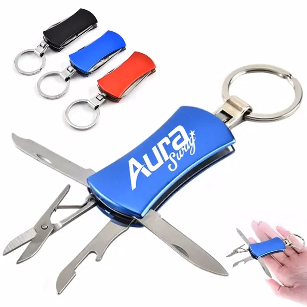 Custom Compact Multi-Tool Keychain with Bottle Opener Knife Screwdriver — EDC Tool