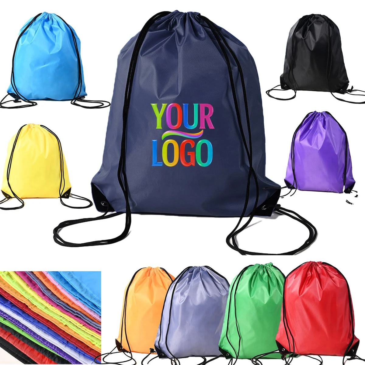 Multi Color Polyester Drawstring Backpack 1