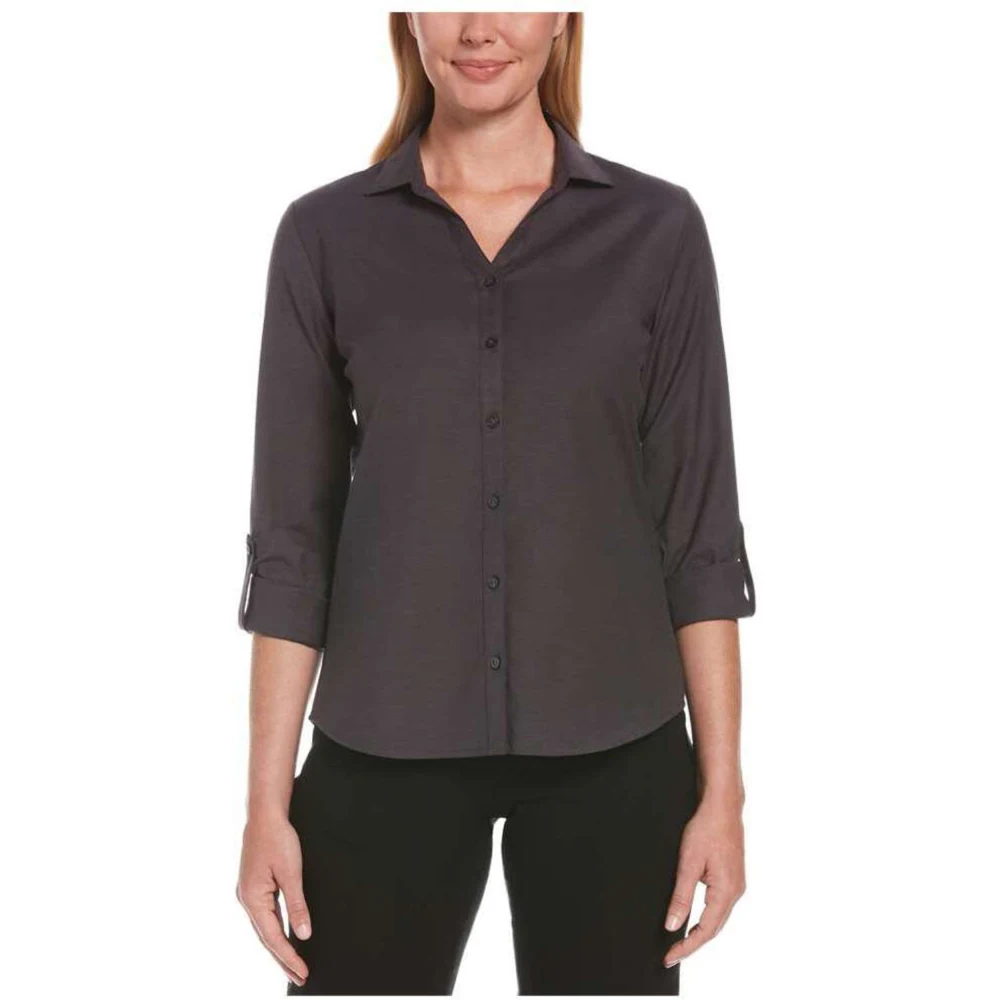 PERRY ELLIS® Heathered Woven Women's Button-Down Dress Shirt with Custom Logo 1