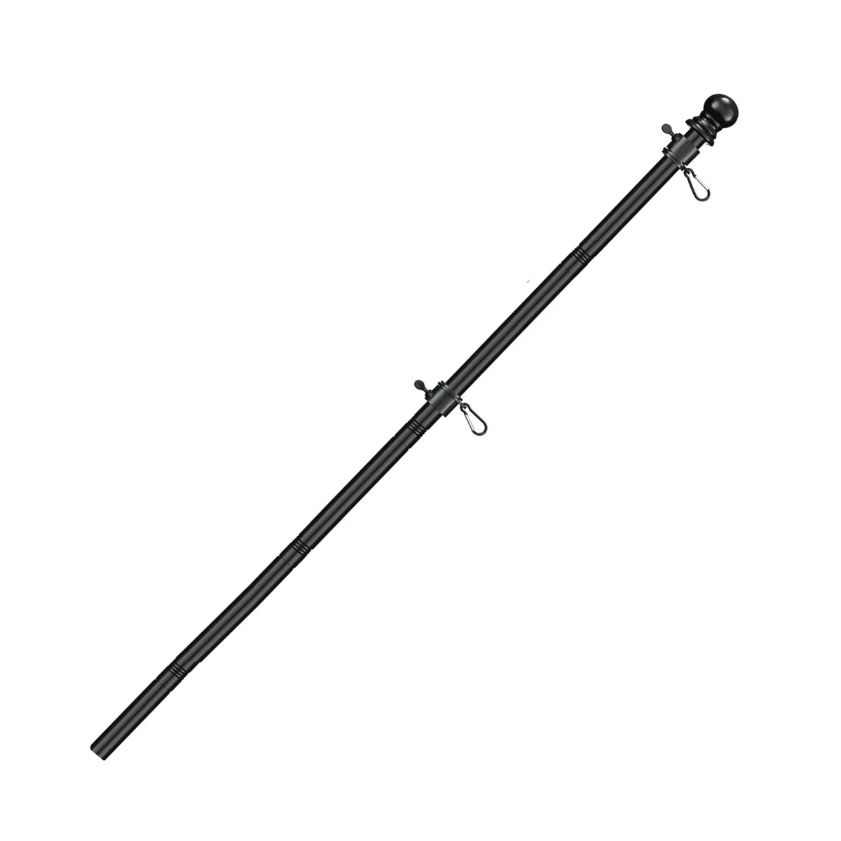 8' Flagpole with Rotating Clips-Black/White 1