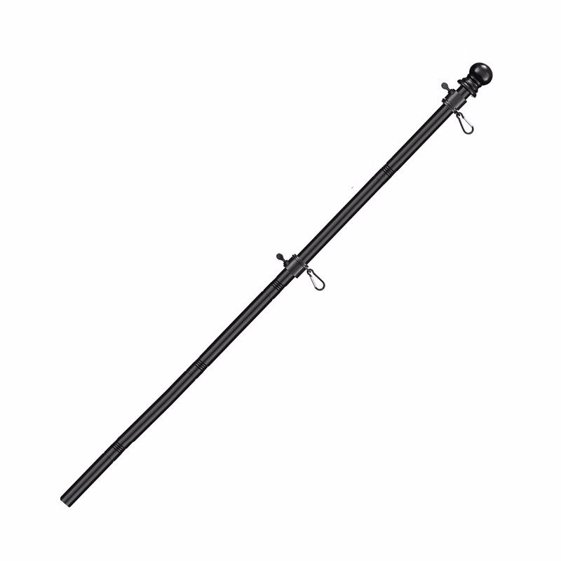 8' Flagpole with Rotating Clips-Black/White