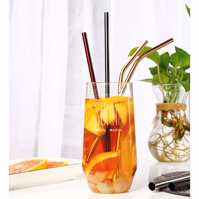 Reusable stainless steel drinking straw