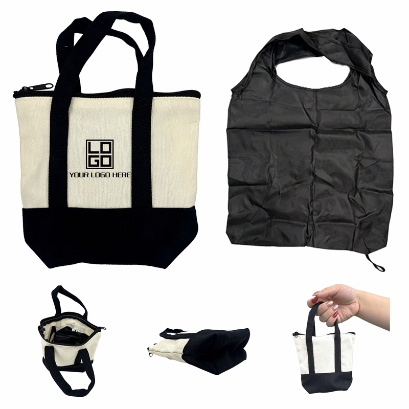 Mini Tote With Foldable Shopping Bags