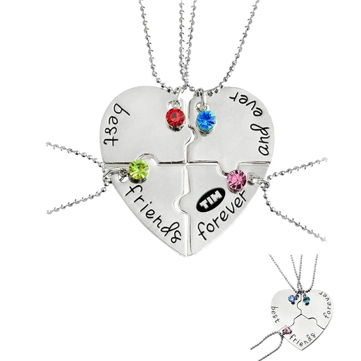 Heart Charm Pendant Set Friendship Necklace 1