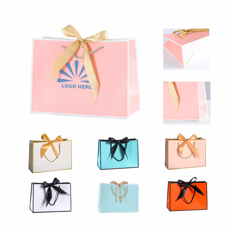 Large Thank You Gift Bags with Bow Ribbon