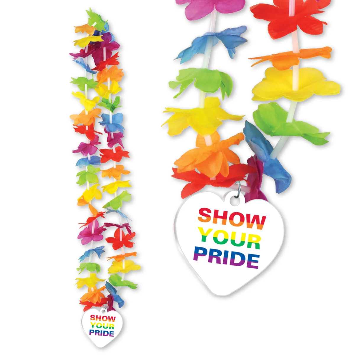 Silk 'N Petals Rainbow Floral Lei w/ Custom Shaped Medallion 1
