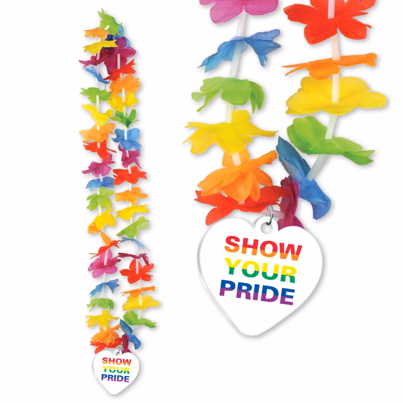 Silk 'N Petals Rainbow Floral Lei w/ Custom Shaped Medallion