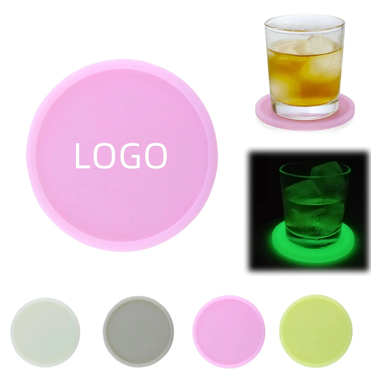 Round Silicone Coasters luminous Coffee Heat Insulation Pads 1