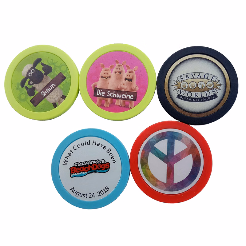 Full Color Poker Chip Shaped Custom Golf Ball Marker