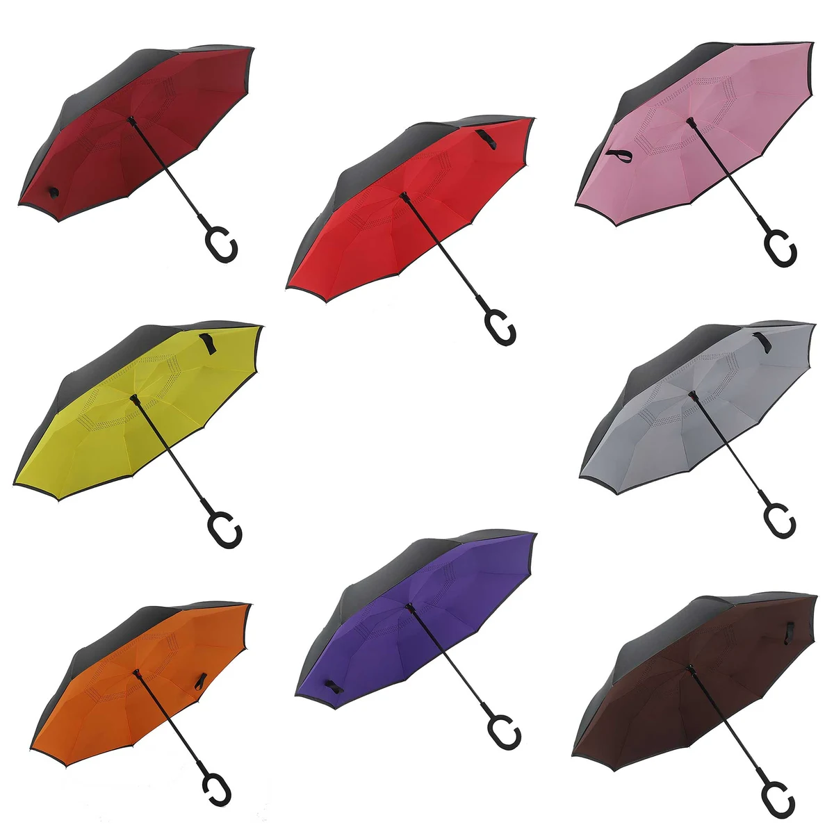 Windproof Layer Upside Down Car Rain Umbrellas 1