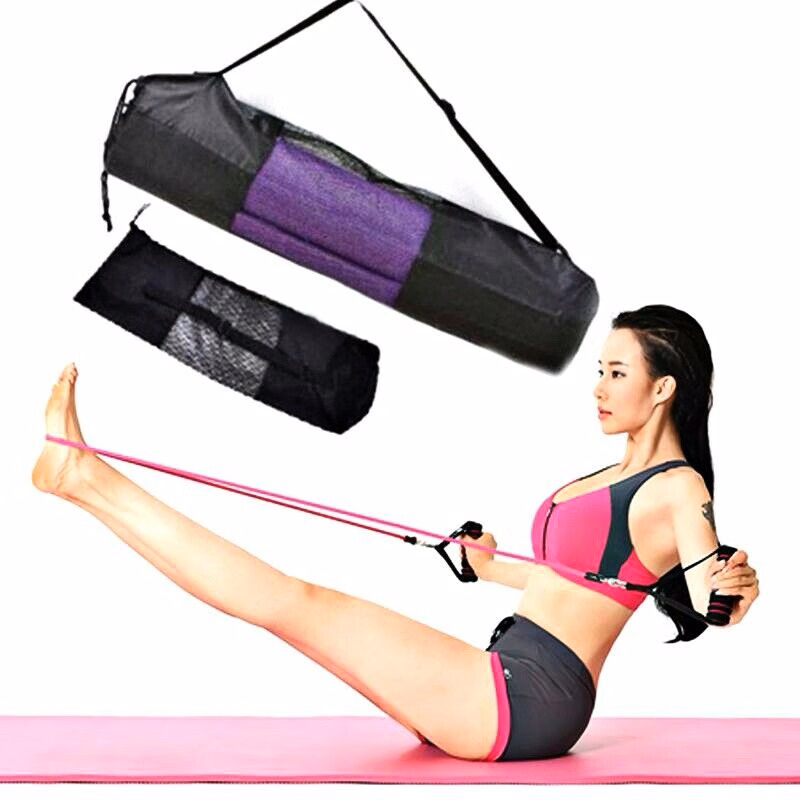 Yoga Mat Storage Mesh Bag Drawstring Bags PVC Adjustable Strap Carrier USA