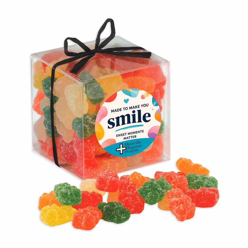 Stylish Acetate Cube with Albanese Sour Gummi Bears