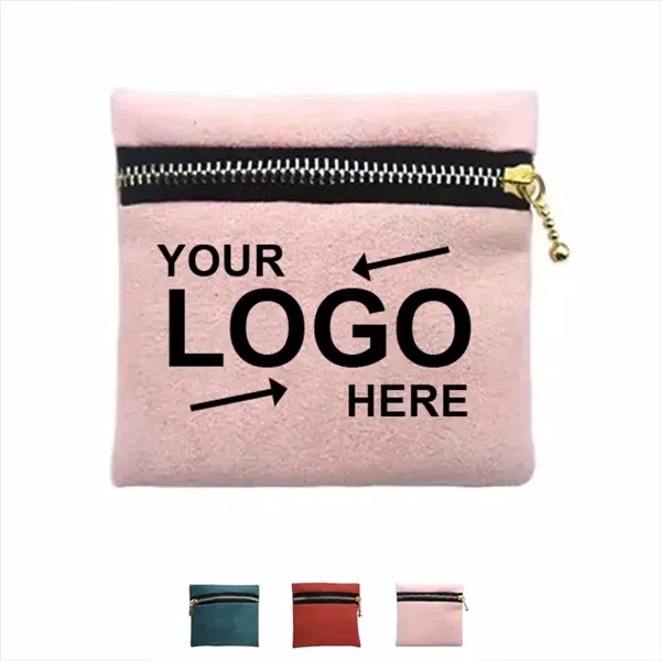 Custom 3.94 inch Fleece Zipper Organizer Bag — Multi-Purpose Storage Promo