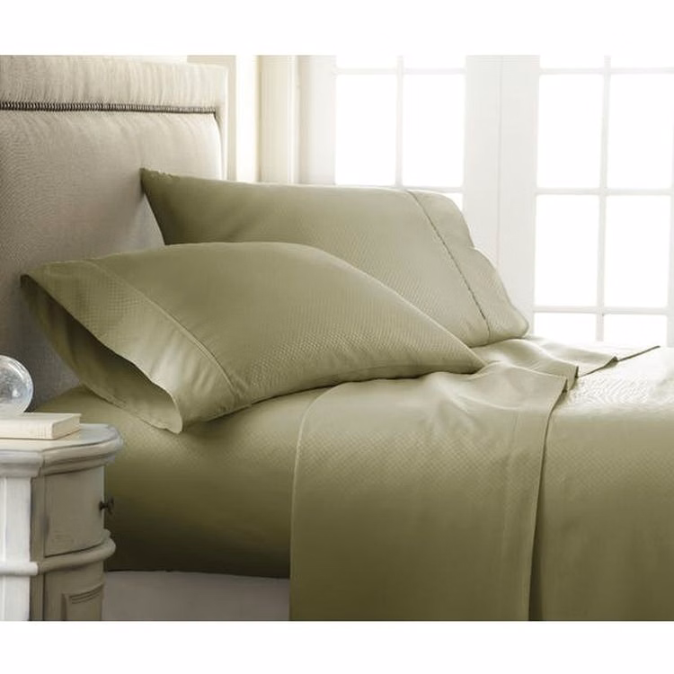 Premium Embossed Sheet Sets - Sage Checker Design Full 4 Piece