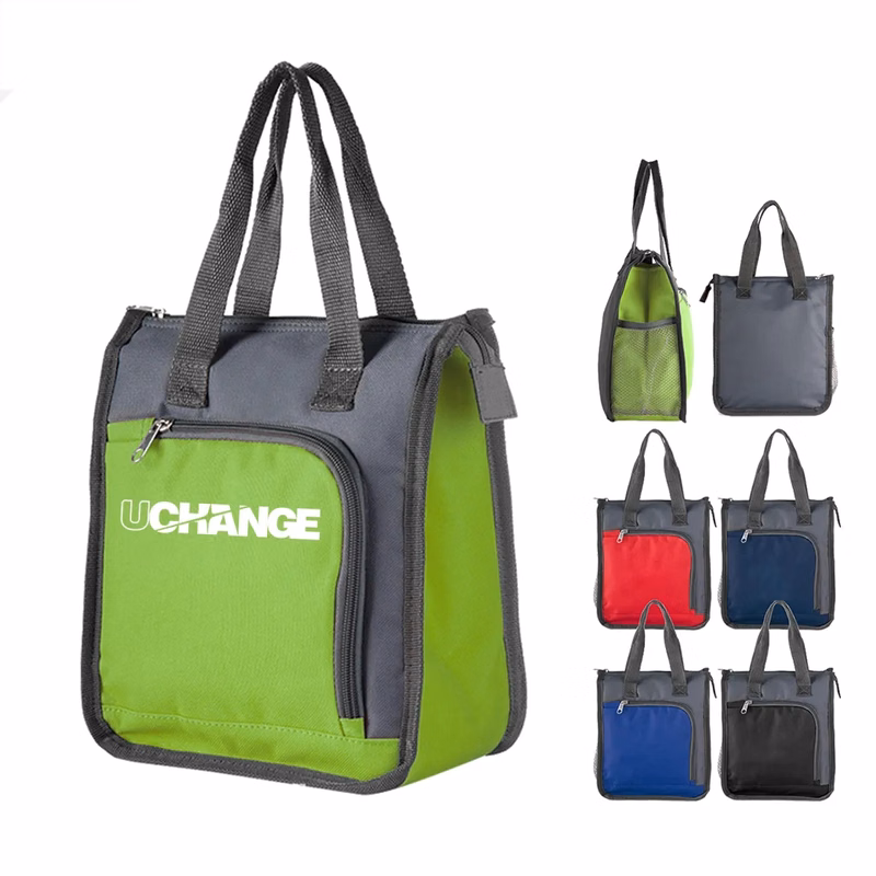 Portable Insulated Lunch Cooler Bag With Front & Mesh Pocket