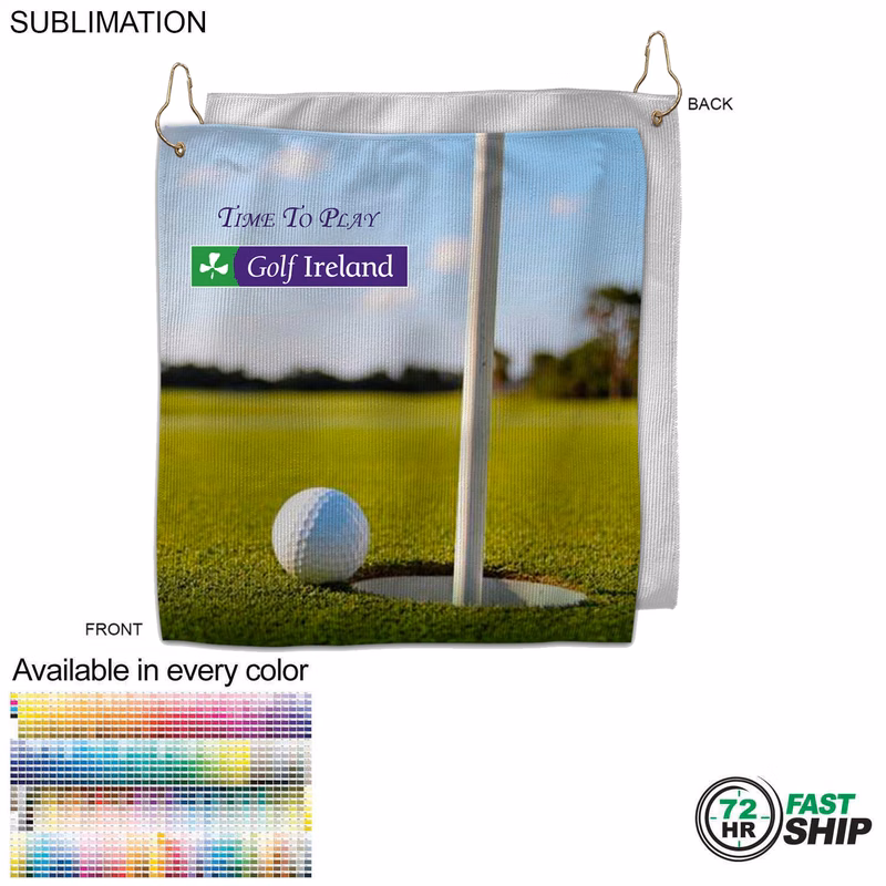 72 Hr Fast Ship - Colored Microfiber Dri-Lite Terry Golf Towel, Size 12x12, Nofold, Sublimated
